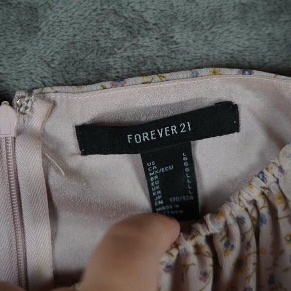 NWOT Forever 21 Cottage Core Chiffon Dusty Rose Pink Floral dress Size Large - Picture 6 of 6
